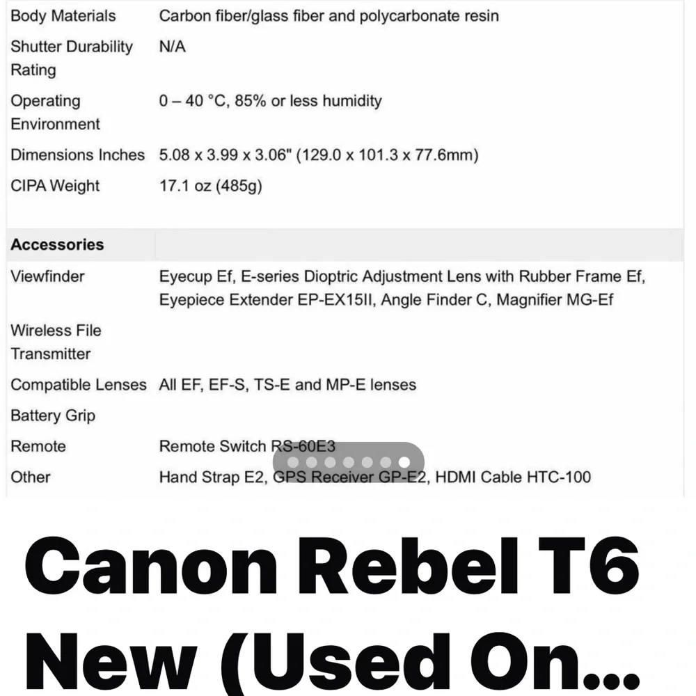 I’m selling my Canon Rebel 6 I used to 2 times still like new